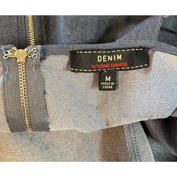 Denim By Flying Tomato Womens Sleeveless Denim Dress With Ruffled Hem & Square M - Picture 4 of 11